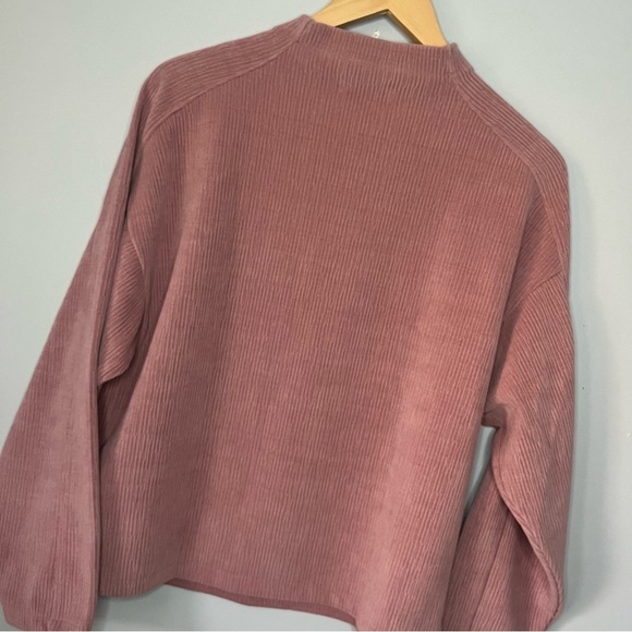 Madewell Striped Jacquard Funnelneck Rosewood Pink Long Sleeve Top Size M NWT - Picture 12 of 16